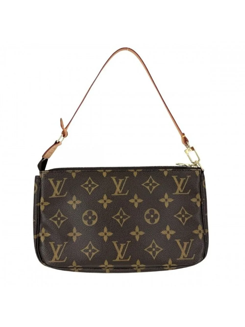 Louis Vuitton Big Handbag Pochette Soir Monogram Canvas Brown Gold